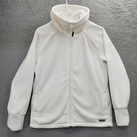 Calvin Klein Performance Full Zip Sweater Women's Size Medium White Pockets - Picture 1 of 13